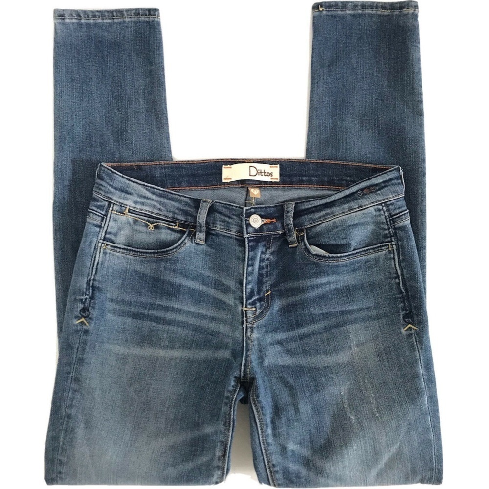 Dittos | Low Rise Denim Jeans Womens Size 27 Skinny Slim Leg Stretch Medium Wash